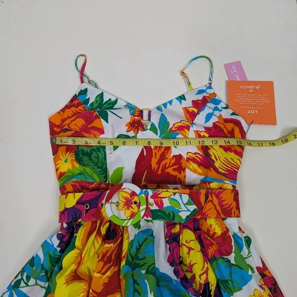 LDT Lillian Floral Cotton Poplin Belted Midi Dress New With Tags - Size 6 - Picture 6 of 9